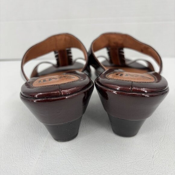Sofft Anita Slide Sandal Size 9 Brown Copper Metallic Wedge Patent Leather Mule - Picture 9 of 11